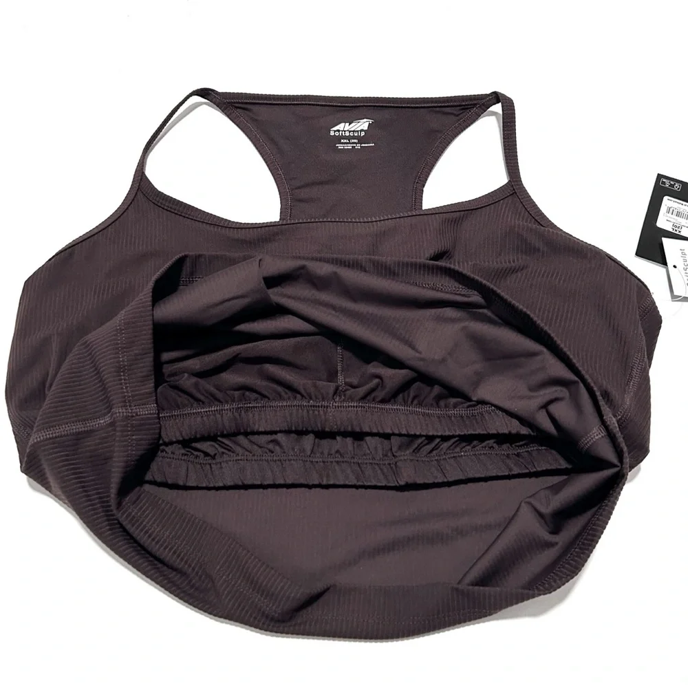 NWT Avia Softsculpt Sports Bra Brown Women’s XXL Longline Crop Tank Spaghetti